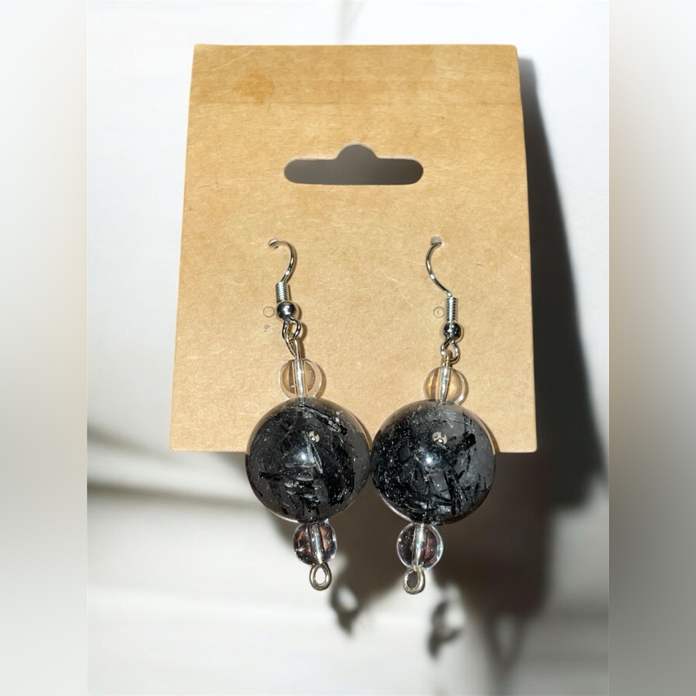 Tourmaline Quartz Large Bead Earrings | Hand Crafted | Crystal Jewelry